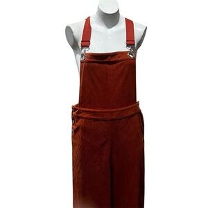Petal dew orange corduroy overalls
